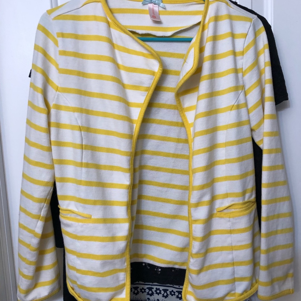 Yellow and white striped blazer AND sweater
